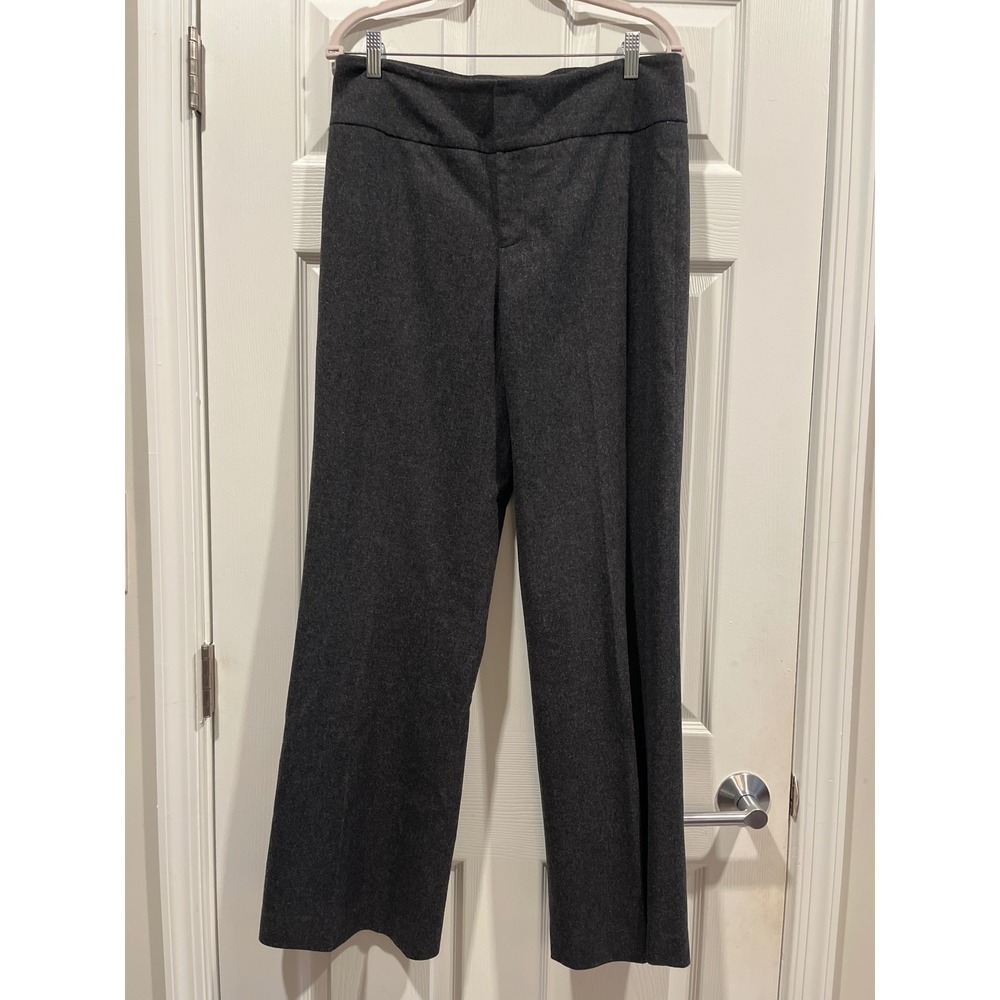 Banana Republic Harrison Gray Wool Blend Wide Leg Dress Pants Womens 10 Stretch